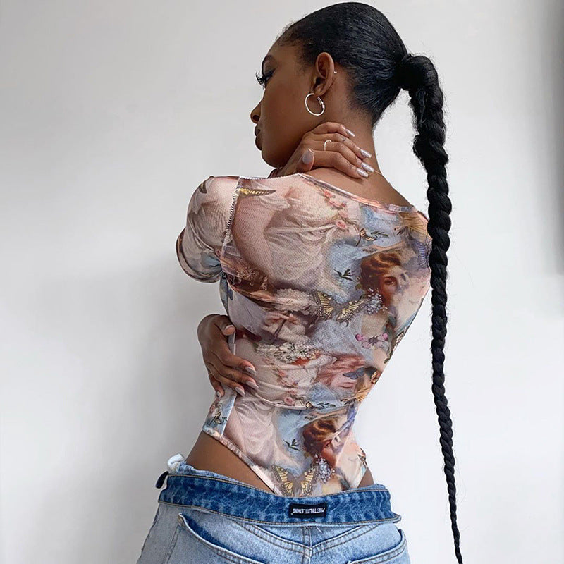 Long-Sleeve Skinny Bodysuit Romper