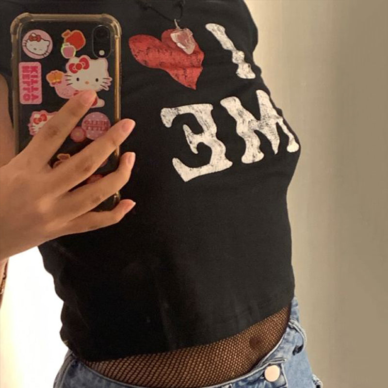 "I Love Me" Print Harajuku Streetwear Tee