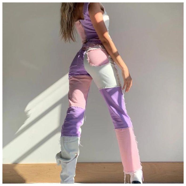 High Elastic Raw Edge Straight-Leg Jeans