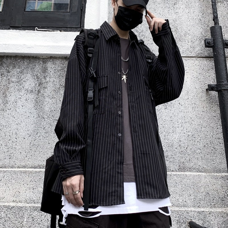 Retro Striped Loose Long-Sleeve Shirt