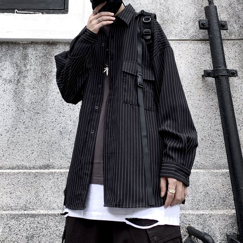 Retro Striped Loose Long-Sleeve Shirt