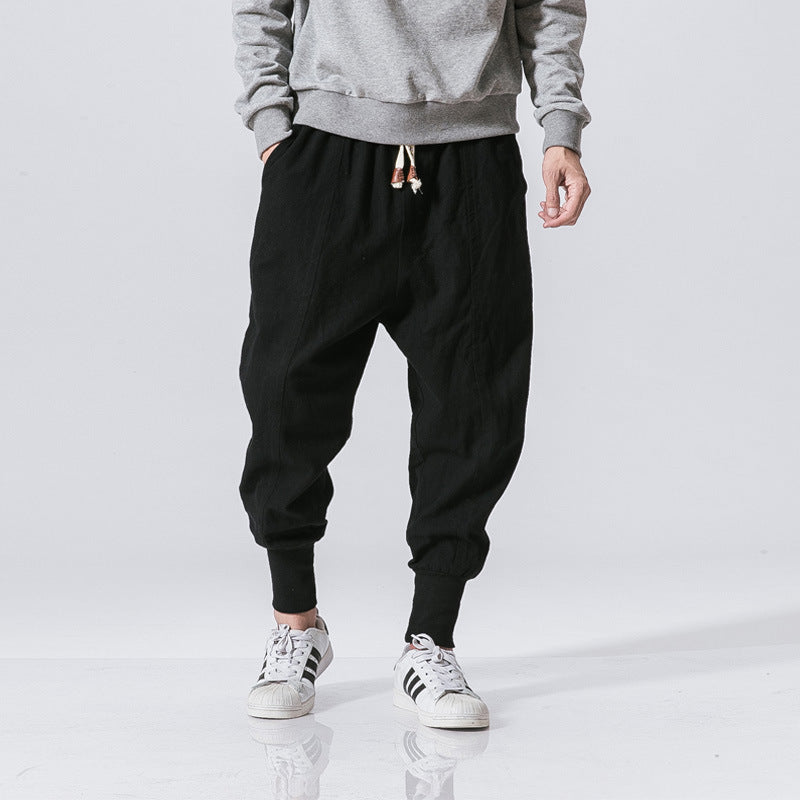 Chinese-Style Linen Harem Jogger Pants