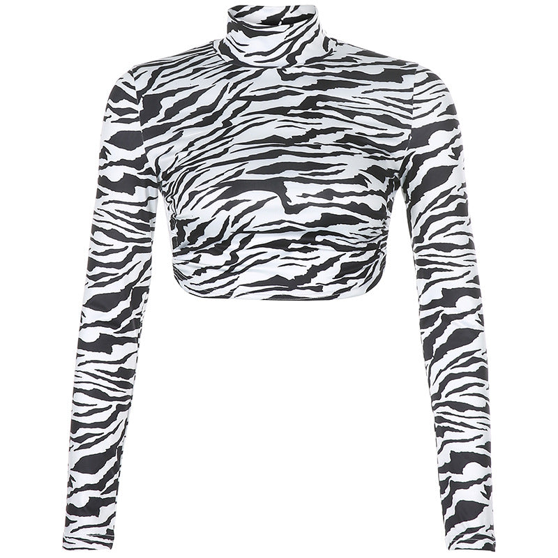 Zebra Print Backless Cropped Top Primordials