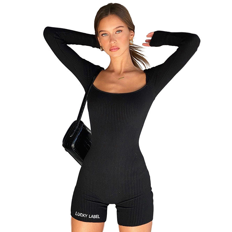 Long-Sleeve Embroidered Letter Bodysuit Primordials