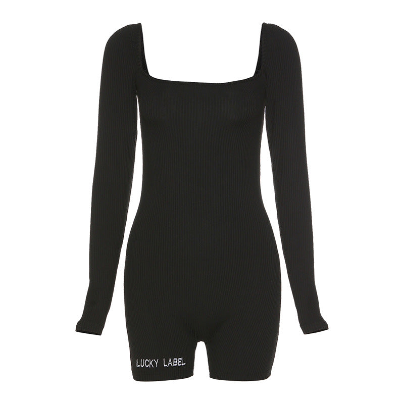 Long-Sleeve Embroidered Letter Bodysuit Primordials