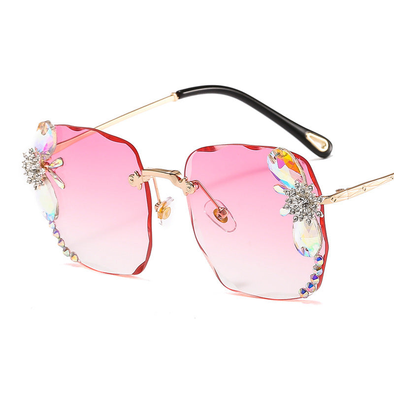 Frameless Rhinestone Gradient Luxury Sunglasses
