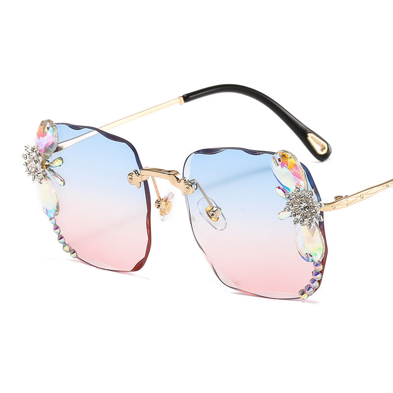 Frameless Rhinestone Gradient Luxury Sunglasses