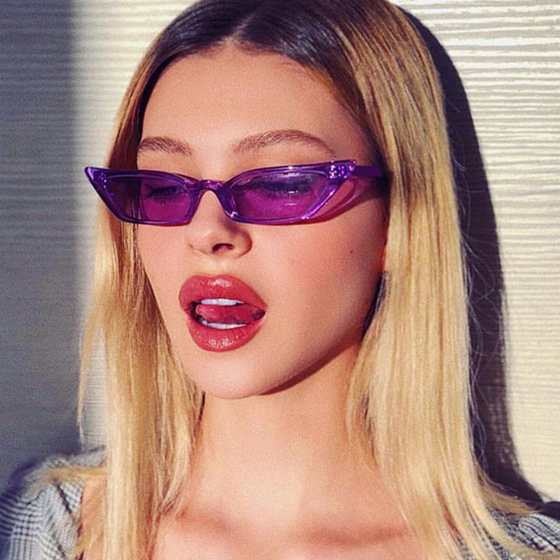 Narrow Cat Eye Candy Color Sunglasses