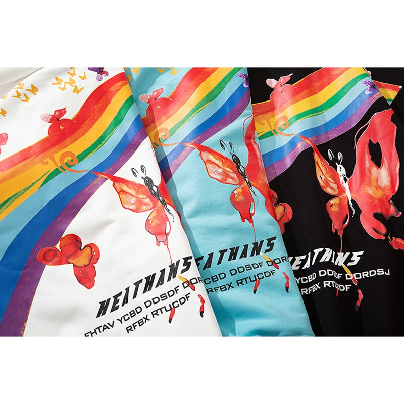 Rainbow Butterfly Print Hip Hop Hoodie Primordials