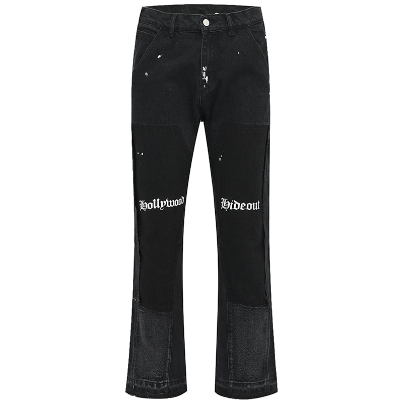 Heavy Wash Distressed Flared Jeans