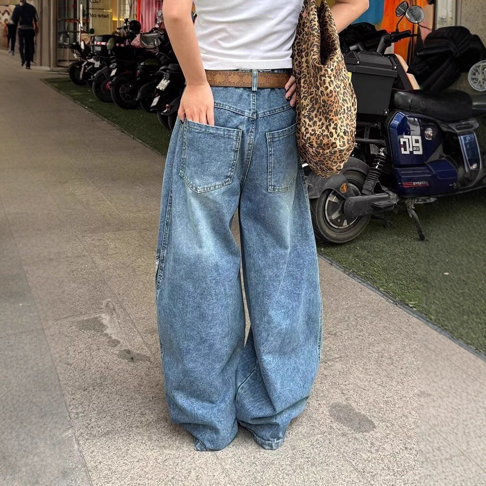 Retro Striped Wide-Leg Denim Pants Primordials