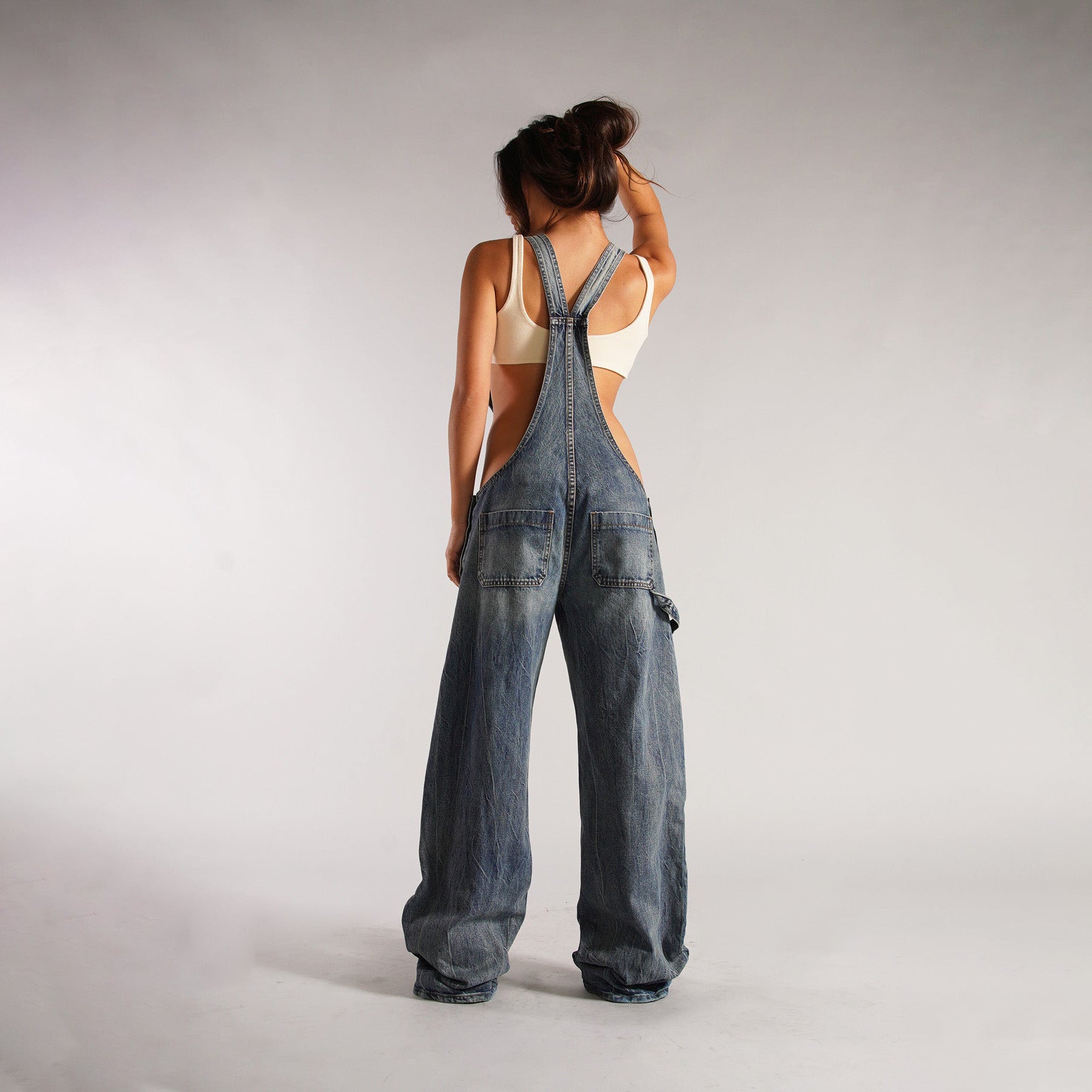 Y2K Zipper Denim Overalls With Pockets Primordials