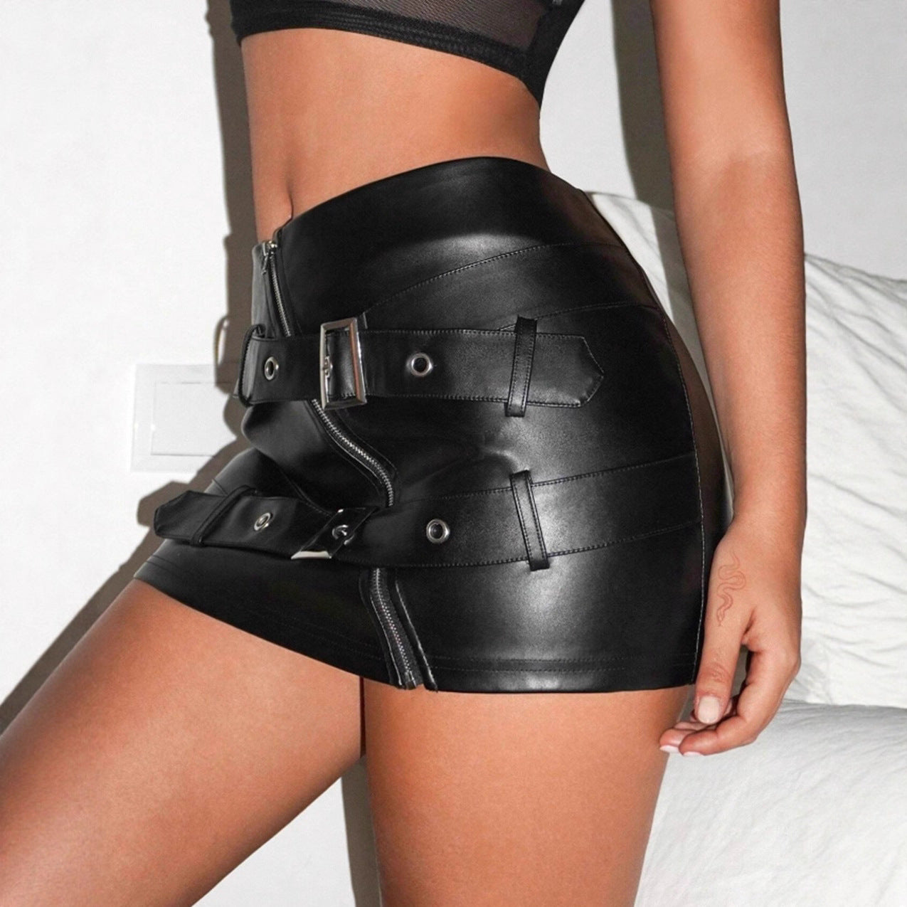 Faux Leather Bodycon Mini Skirt Primordials