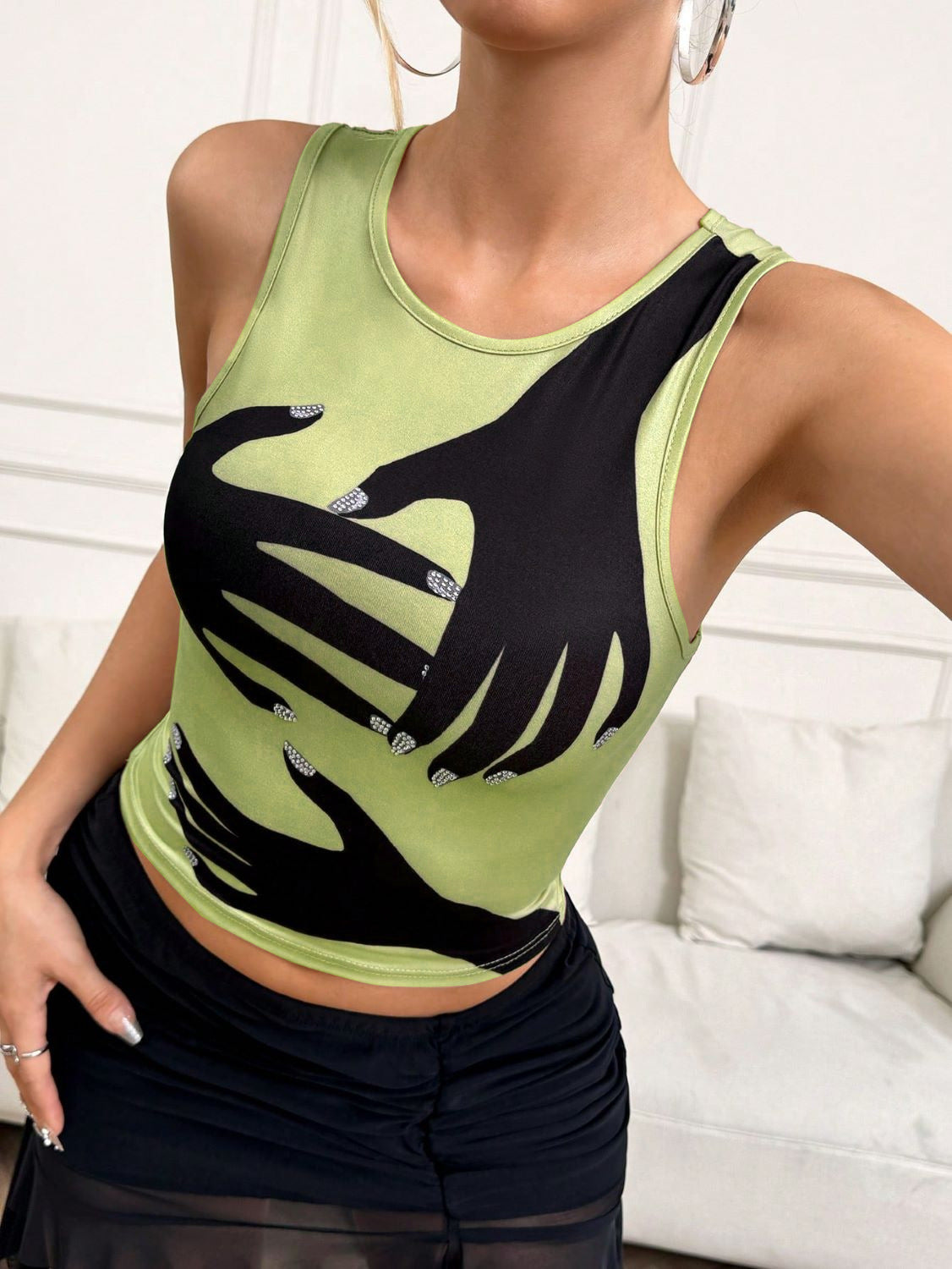 Y2K Hand-Printed Sleeveless Tank