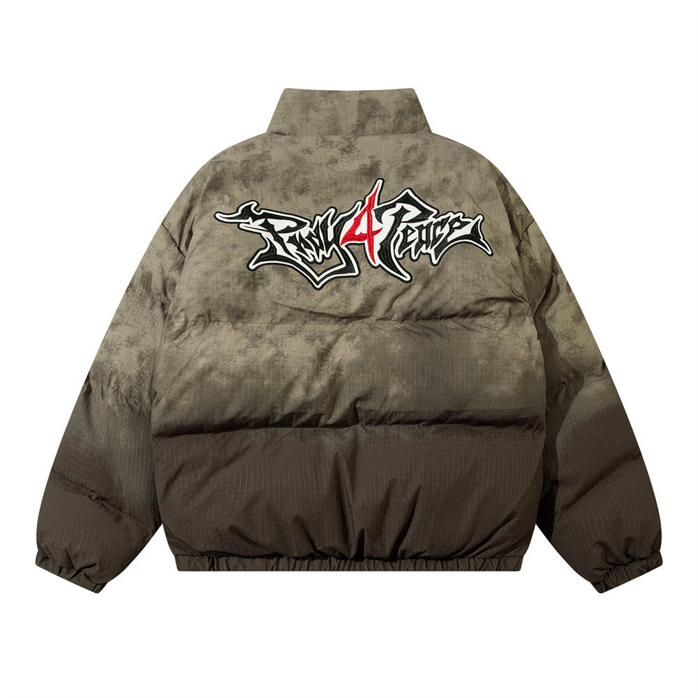 Gradient Embroidered Letter Cotton Jacket