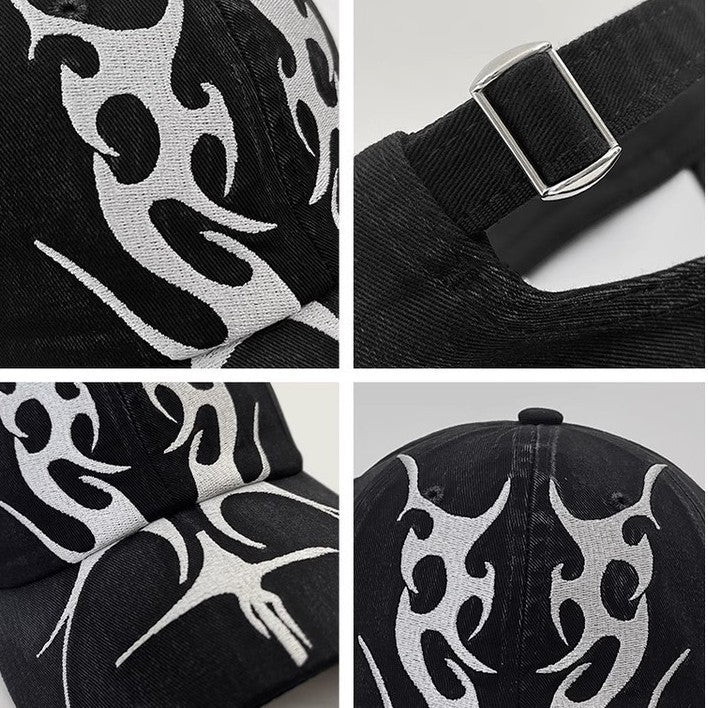 Flame Embroidered Streetwear Baseball Cap Primordials