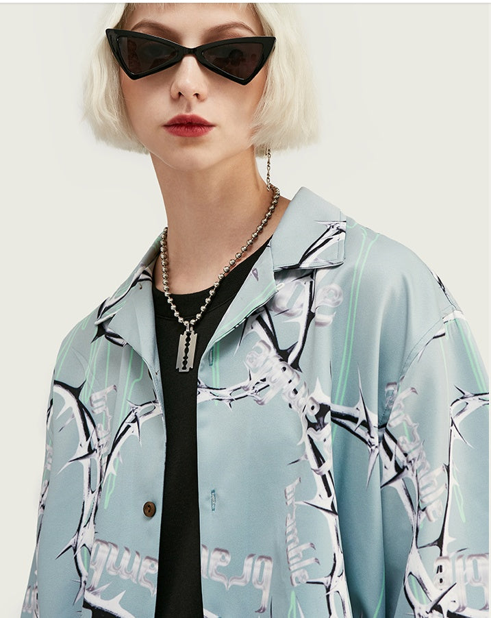 Digital Bramble Thorn Print Streetwear Hawaiian Shirt