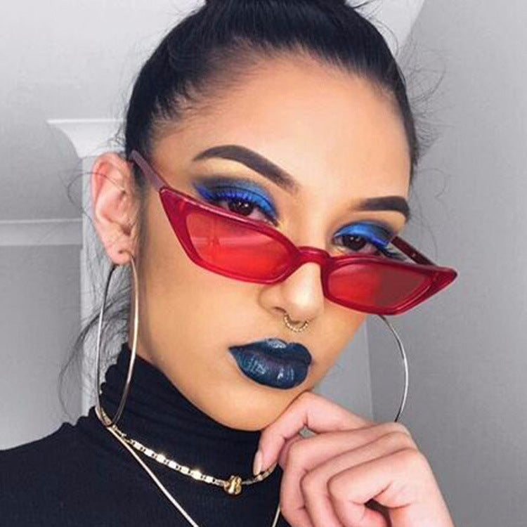 Narrow Cat Eye Candy Color Sunglasses
