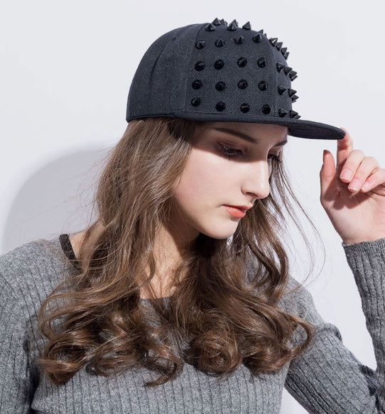 Rivet Studded Black Streetwear Hat