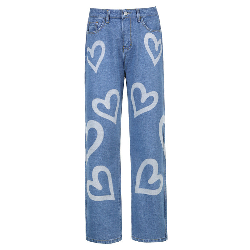 Love Graffiti High-Waist Straight Slim Jeans