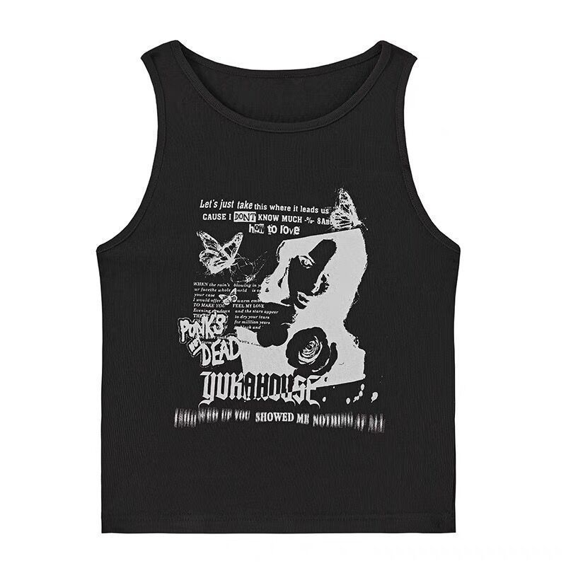 Y2K Kawaii Print Sleeveless Ribbed Knit Vest Primordials