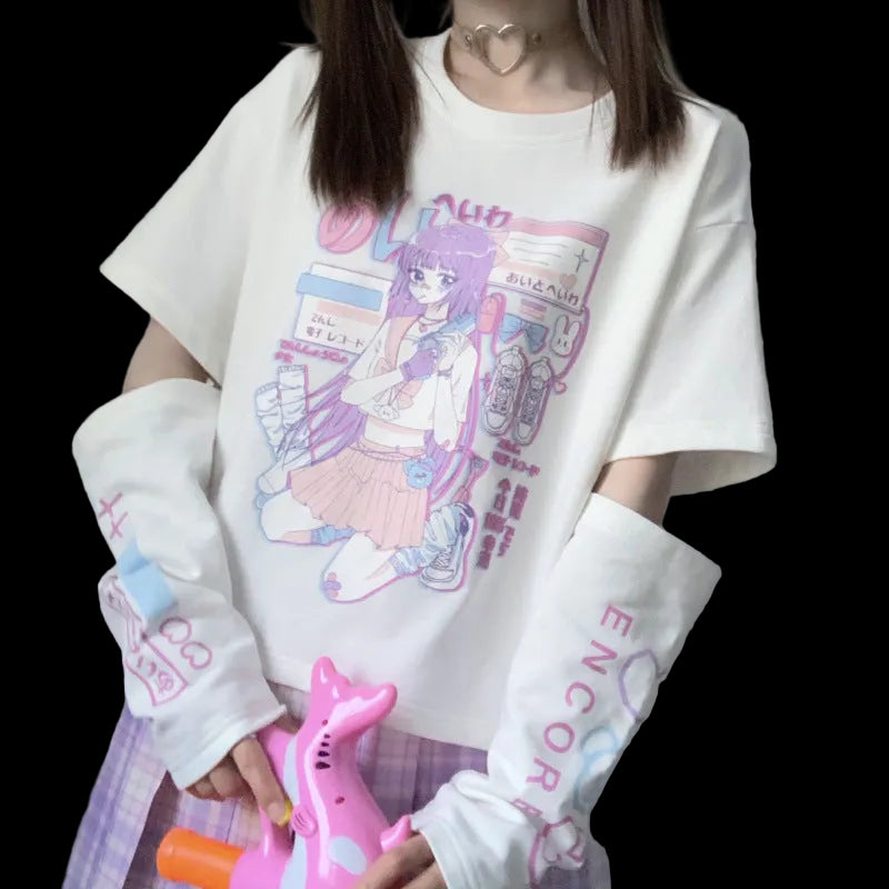 Kawaii Print Streetwear Top