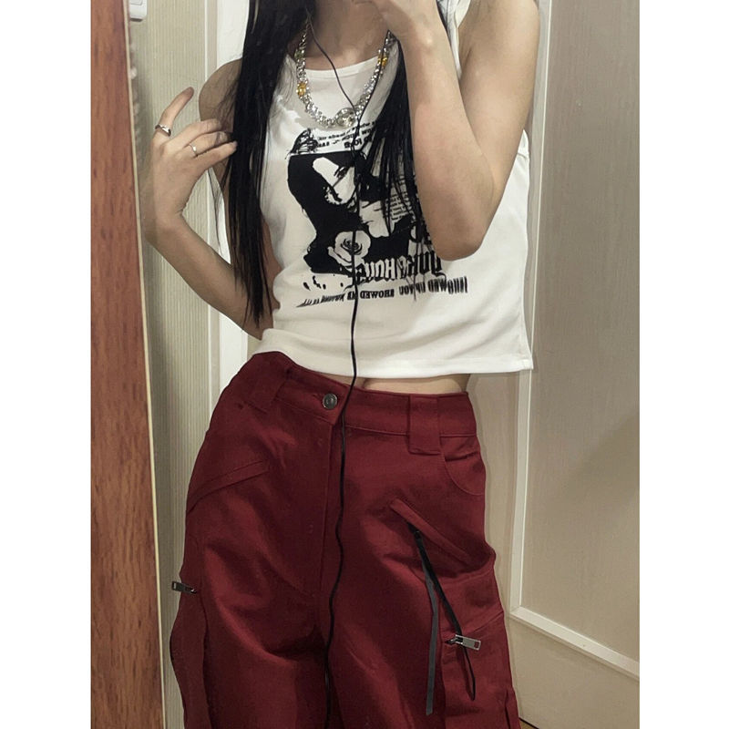 Y2K Kawaii Print Sleeveless Ribbed Knit Vest Primordials