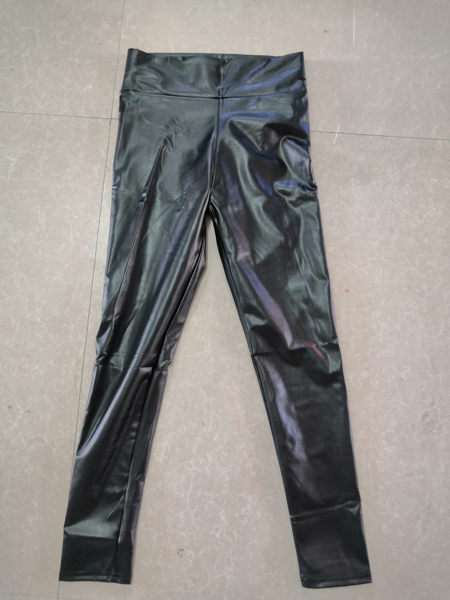 Reflective High-Waist Faux Leather Leggings
