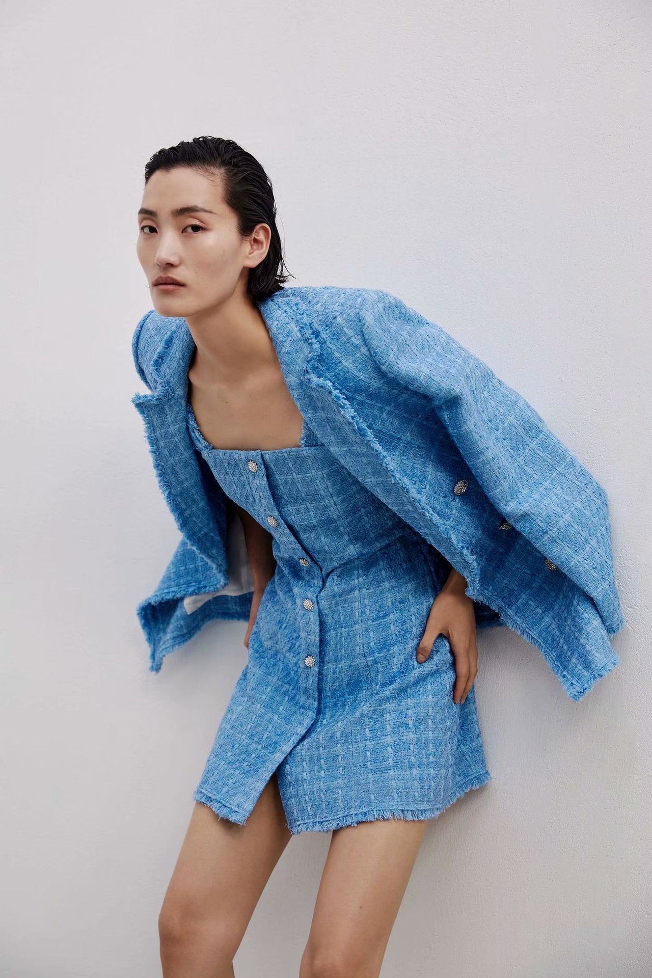 Retro Plaid Tweed Blazer Jacket Primordials