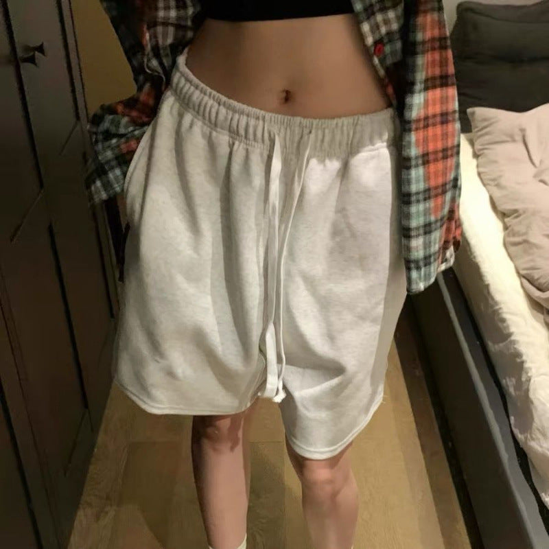 Retro American High-Waist Wide-Leg Shorts