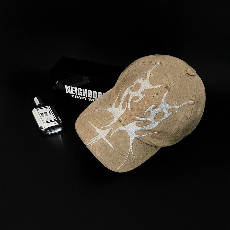 Flame Embroidered Streetwear Baseball Cap Primordials