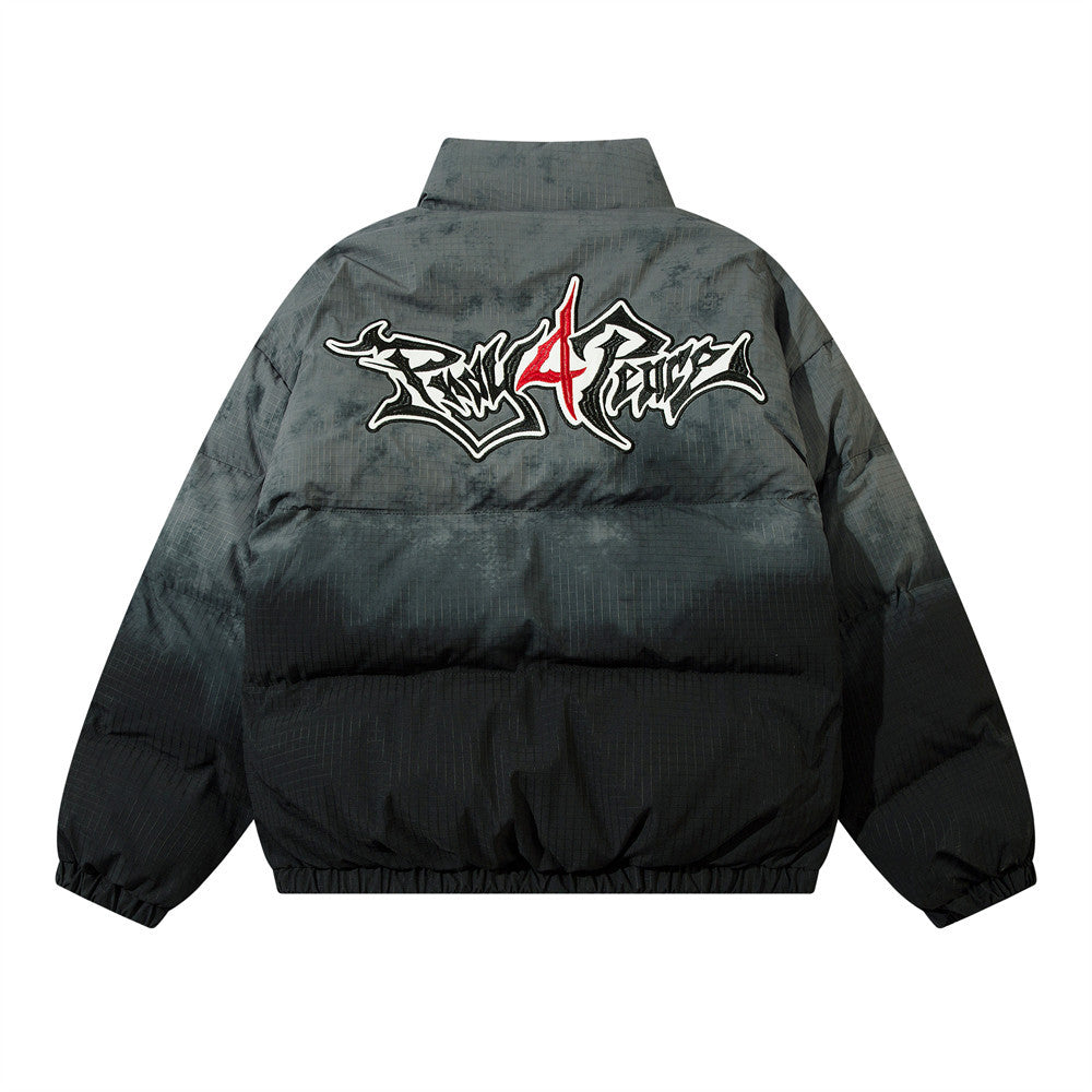 Gradient Embroidered Letter Cotton Jacket