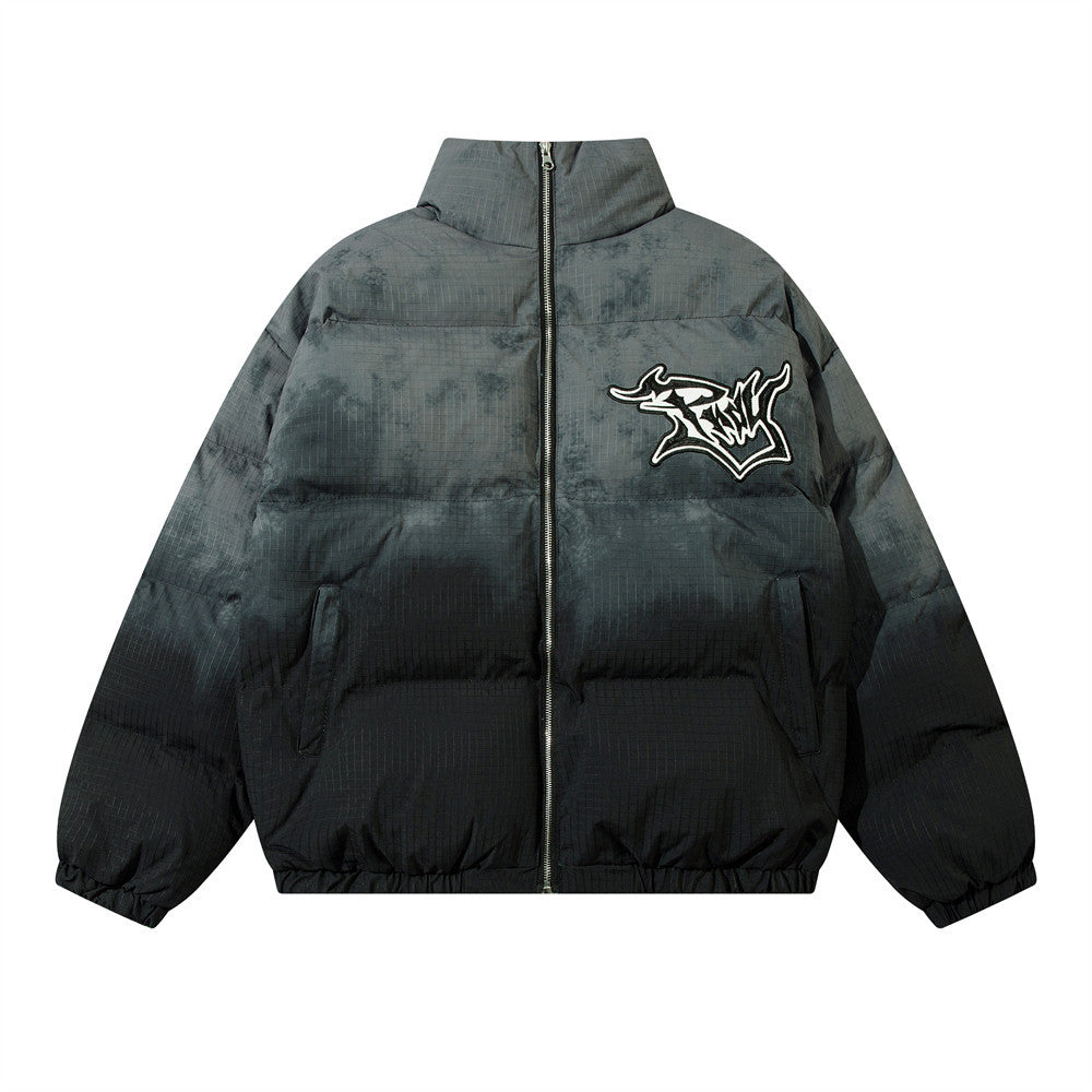 Gradient Embroidered Letter Cotton Jacket