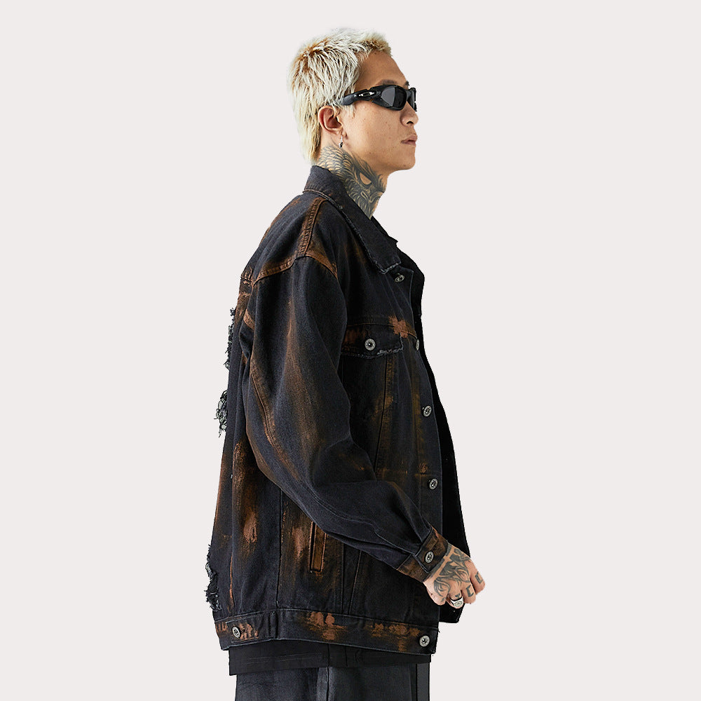 Fashion Distressed Holes Denim Jacket