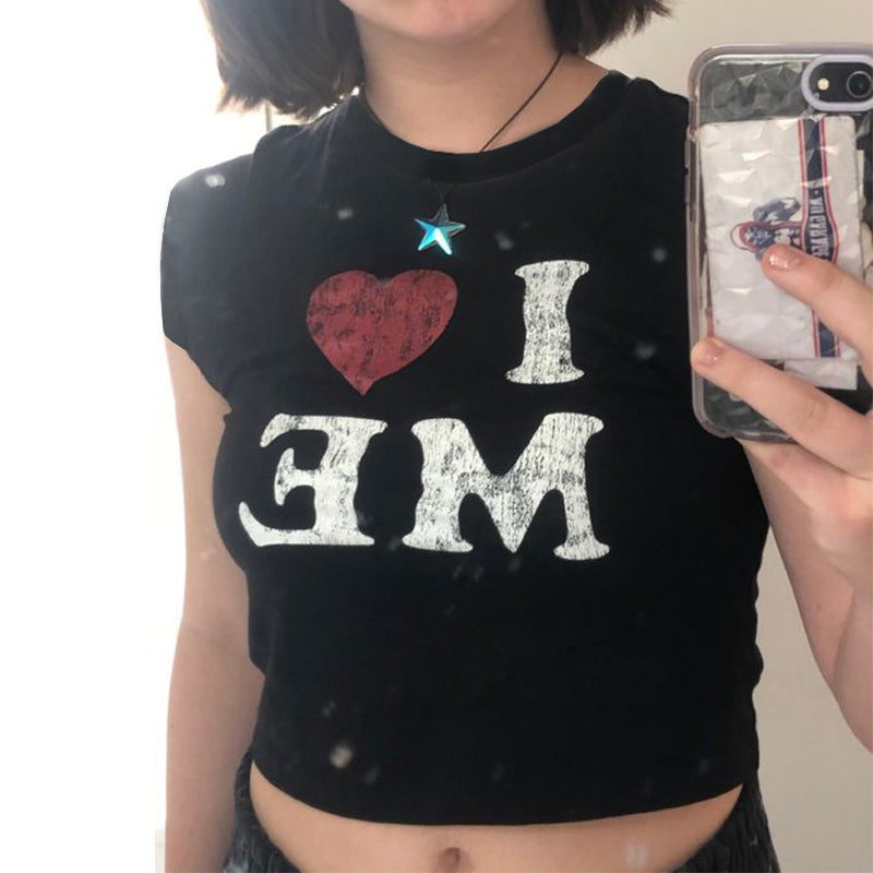 "I Love Me" Print Harajuku Streetwear Tee