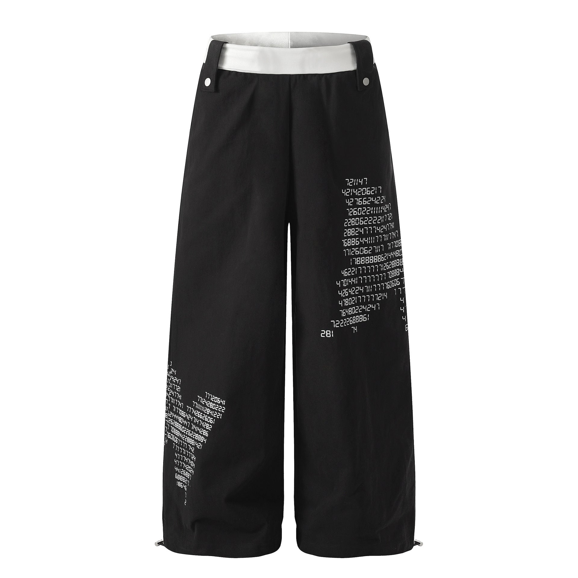 Digital Number Print High-Waist Streetwear Pants Primordials
