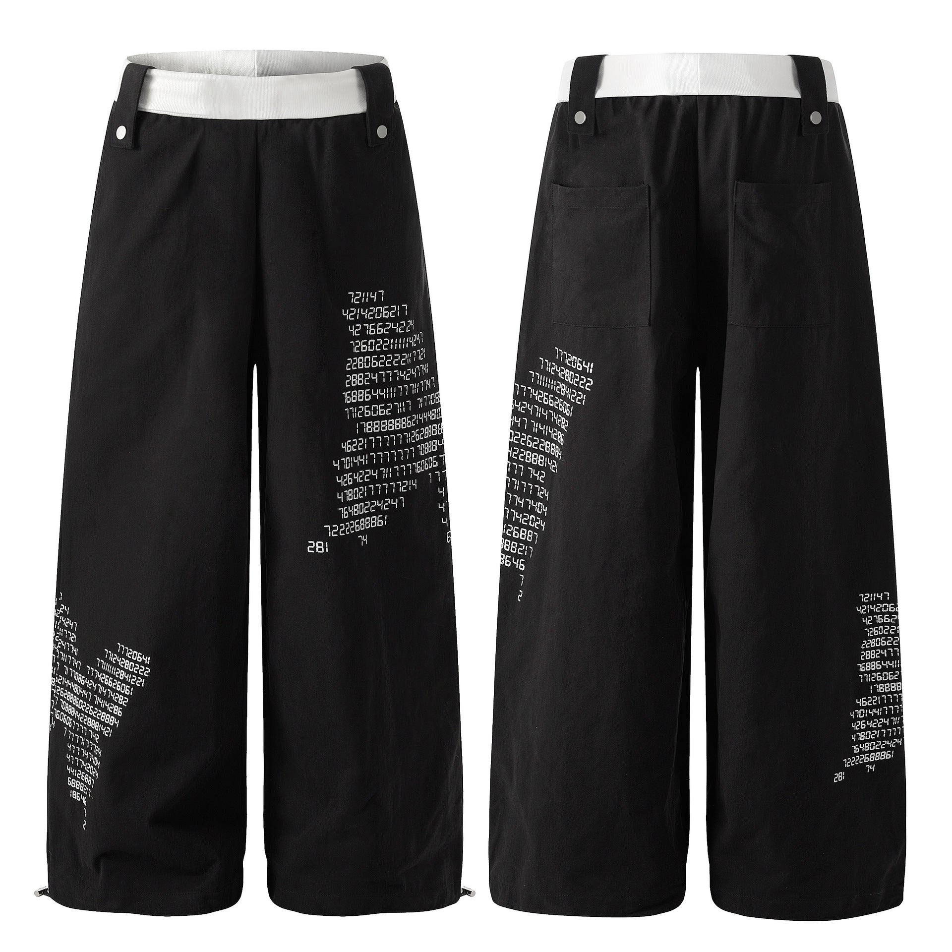 Digital Number Print High-Waist Streetwear Pants Primordials