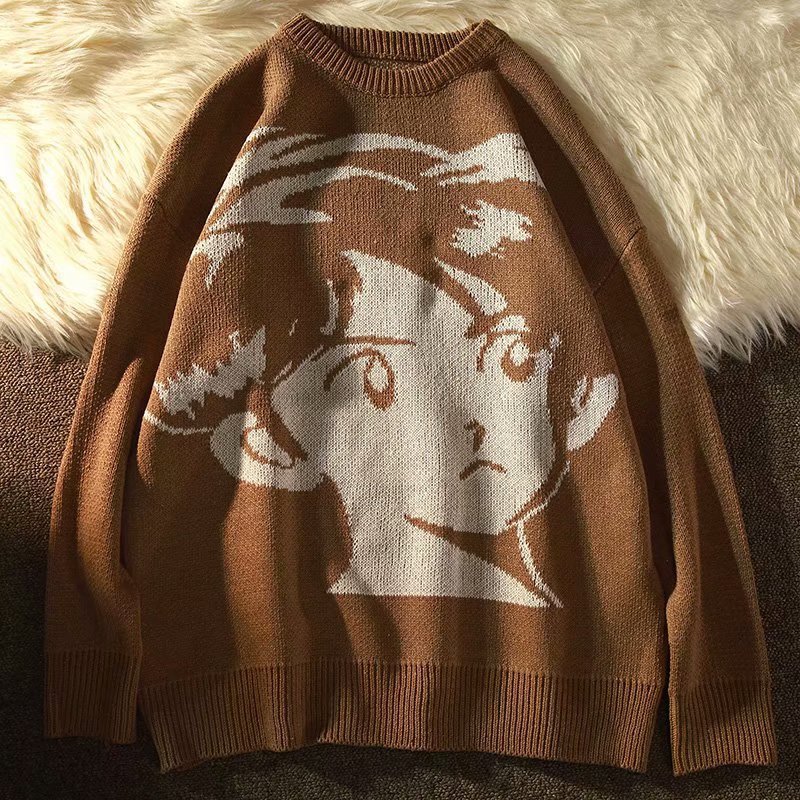 Retro Hip-Hop Knitted Pullover Sweater