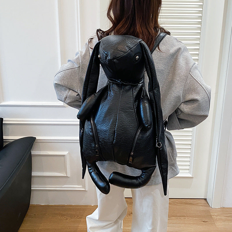 Oversized Bunny Leather Streetwear Backpack Primordials