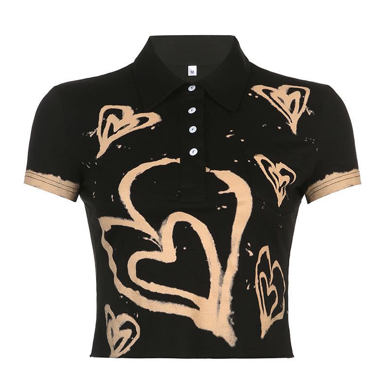 Vintage Heart Print Crop Top Primordials