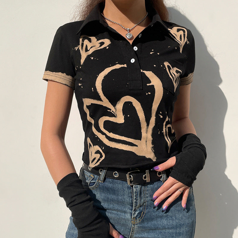 Vintage Heart Print Crop Top Primordials