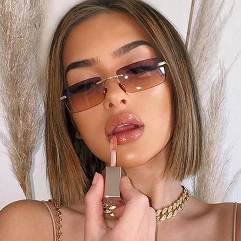 Rimless Cut-Edge Ocean Lens Sunglasses