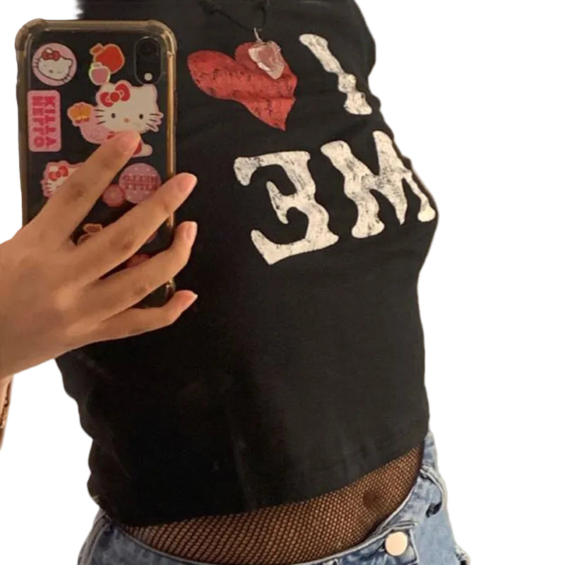 "I Love Me" Print Harajuku Streetwear Tee