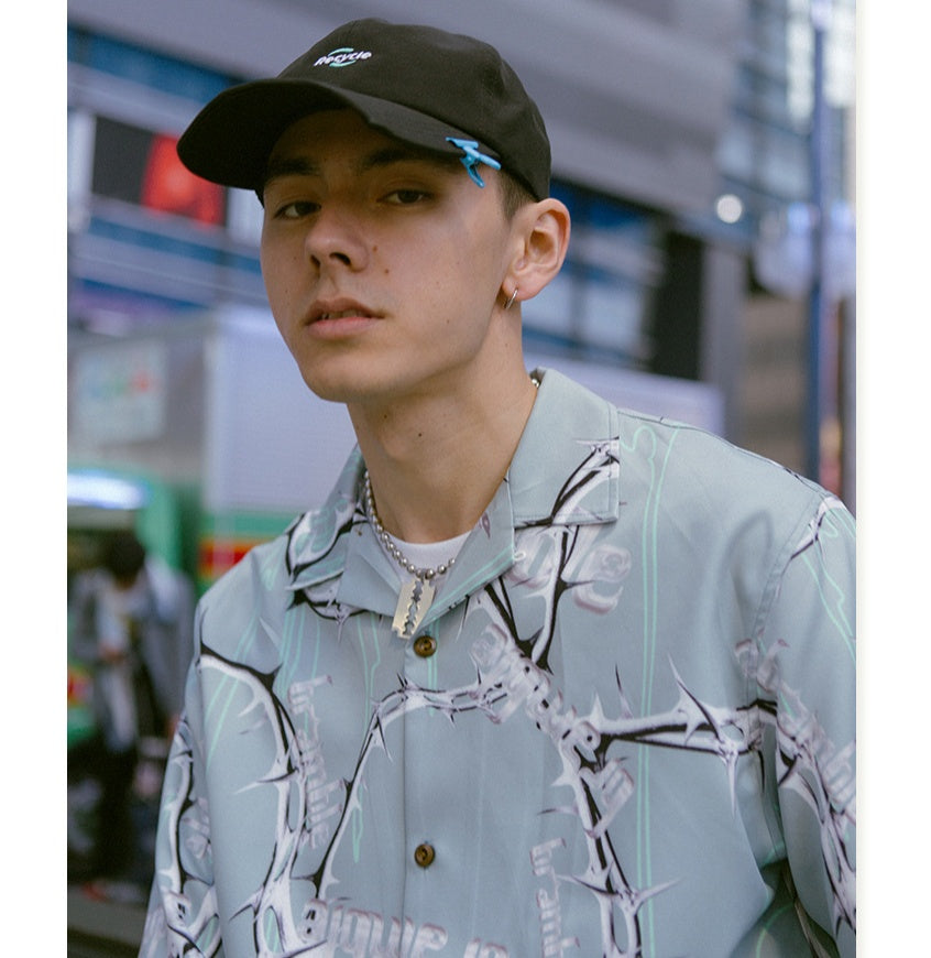Digital Bramble Thorn Print Streetwear Hawaiian Shirt