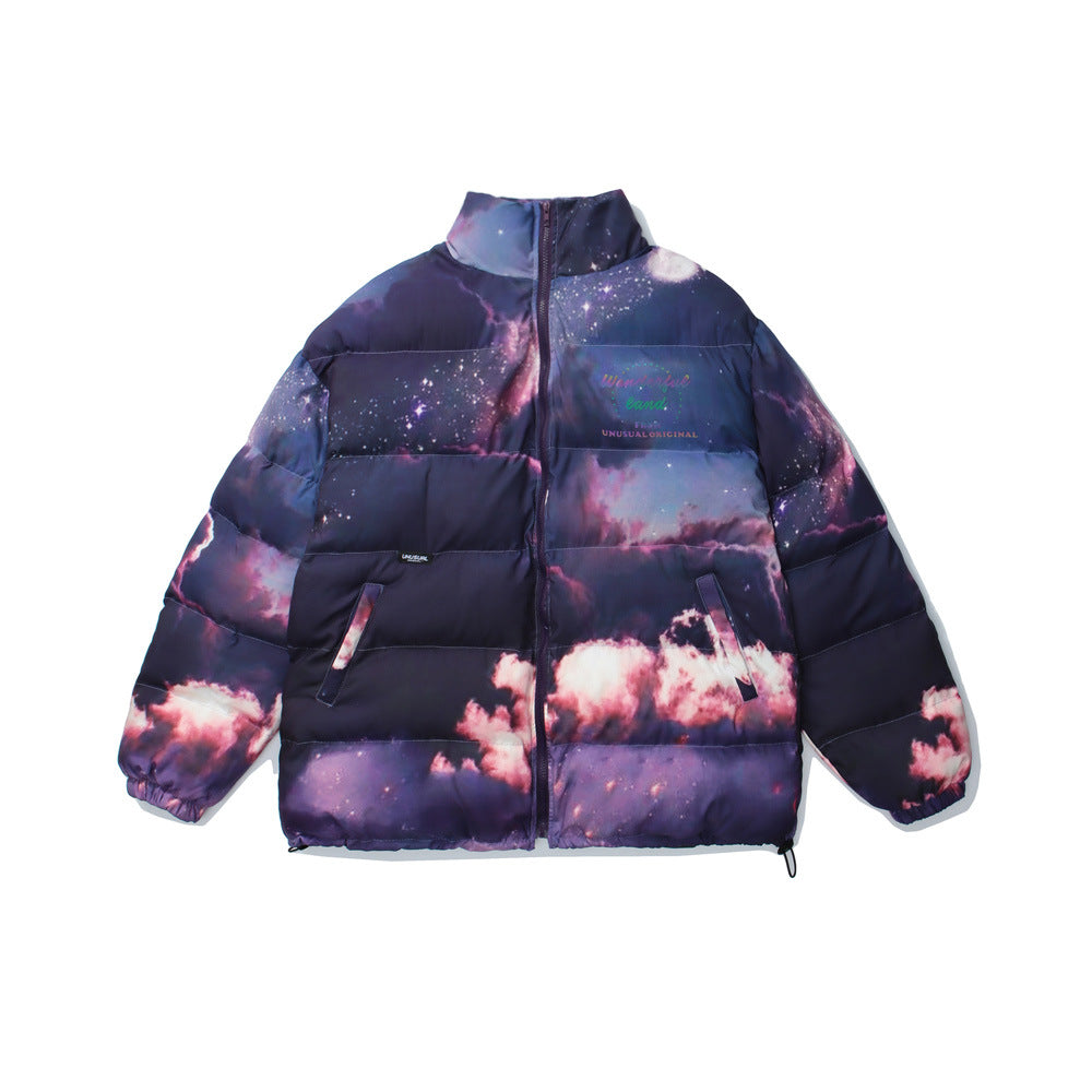 Dyed clouds thick padded coat loose down jacket - Whispering Winds