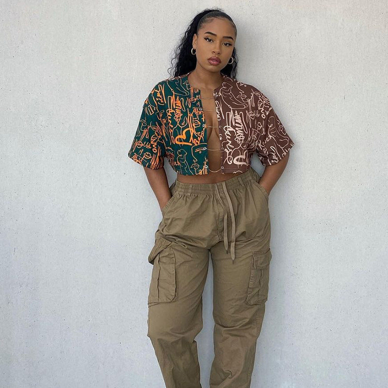 Collision Print Crop Top - Primordials