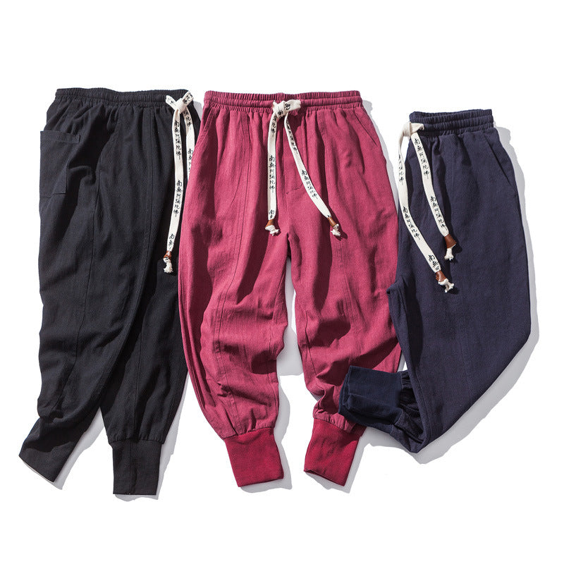 Chinese-Style Linen Harem Jogger Pants