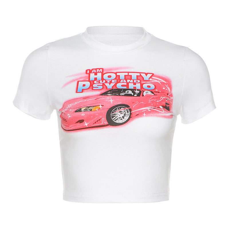 Graphic Belly-Baring Skinny Crop Tee Primordials