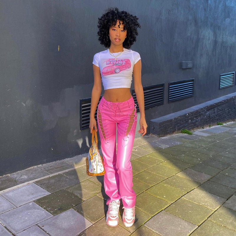 Graphic Belly-Baring Skinny Crop Tee Primordials
