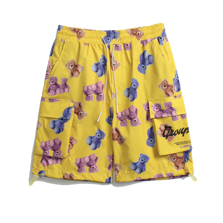 Bear Letter Print Streetwear Cargo Shorts Primordials